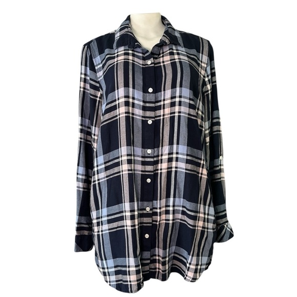 Barbour Baymouth Linen Blend Shirt Tunic Navy Size 6 Style LSH1301NY73 - Picture 10 of 12